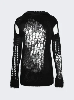 Rick Owens Spider Cape Sleeve Hoodie Black