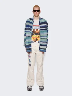 The Elder Statesman Stripe Italy Smoking Jacket Blue Multicolor