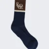 Rhude Suiting Logo Socks Navy And Brown