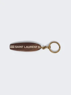 Saint Laurent Surf Keyring Wood Brown