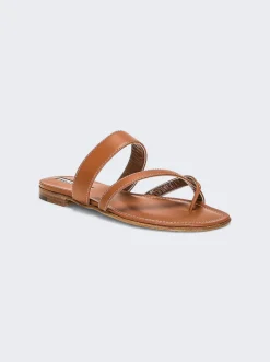 Manolo Blahnik Susa Leather Sandals Brown