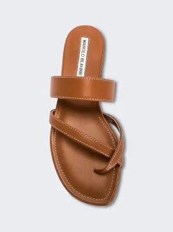 Manolo Blahnik Susa Leather Sandals Brown