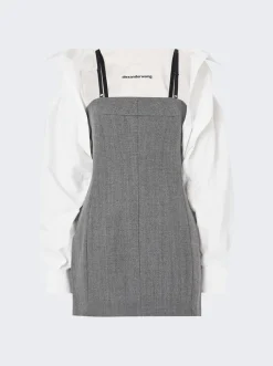 Alexander Wang Tailored Minidress With Bolero Shirt Black And Grey