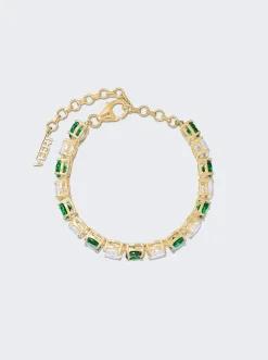 VEERT The Clear And Green Tennis Bracelet Yellow Gold