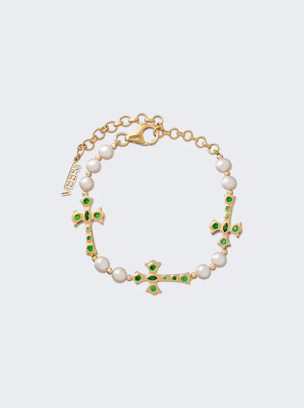 VEERT The Cross And Freshwater Pearl Bracelet Yellow Gold