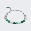 VEERT The Cuban Link Malachite, Green Onyx & Freshwater Pearl Bracelet