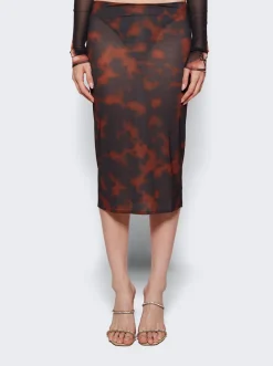 Courru00e8ges Tortoise Tube Skirt Havana Brown