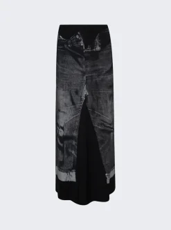 Jean Paul Gaultier Trompe L'Oeil Maxi Skirt Black And Grey