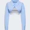 alexanderwang.t Tucked Shirt Bolero And Elastic Combo Top Chambray Blue