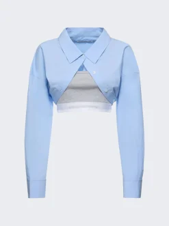 alexanderwang.t Tucked Shirt Bolero And Elastic Combo Top Chambray Blue