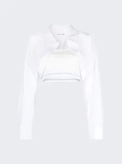 alexanderwang.t Tucked Shirt Bolero And Elastic Combo Top White