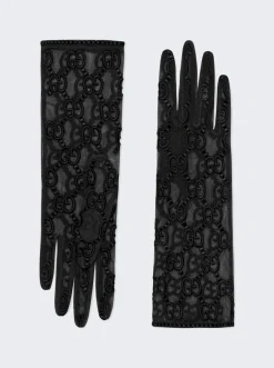 Gucci Tulle Gg Gloves Black