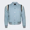 Amiri Varsity Bones Bomber Jacket Slate Blue