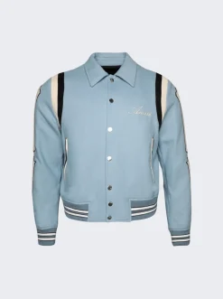 Amiri Varsity Bones Bomber Jacket Slate Blue