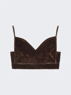 Loewe Velvet Denim Strappy Top Coffee Bean