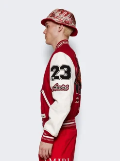 Amiri Vintage Patch Varsity Bomber Jacket Red