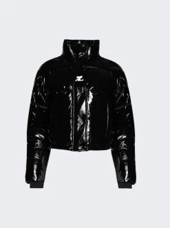 Courru00e8ges Vinyl Puffer Jacket Black