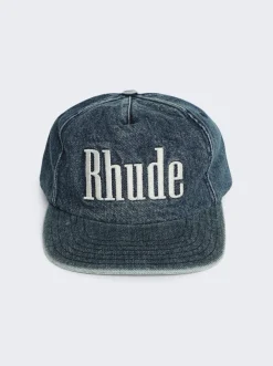 Rhude Washed Denim Logo Hat Indigo