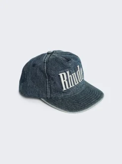 Rhude Washed Denim Logo Hat Indigo
