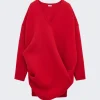 Loewe Wool Blend Draped Dress Red
