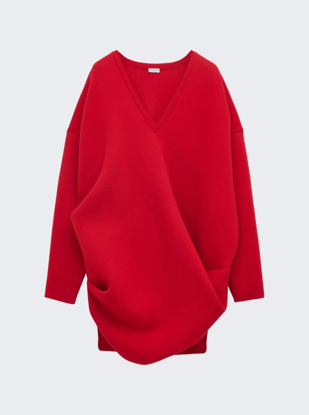 Loewe Wool Blend Draped Dress Red