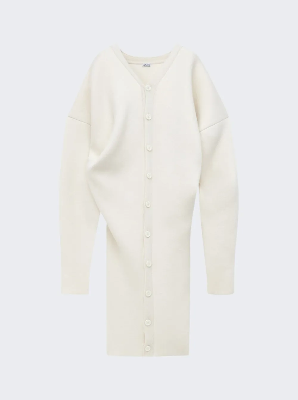 Loewe Wool Blend Draped Long Coat Soft White
