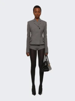 FERRAGAMO Wool Double Natte Crepe Hot Shorts Grey