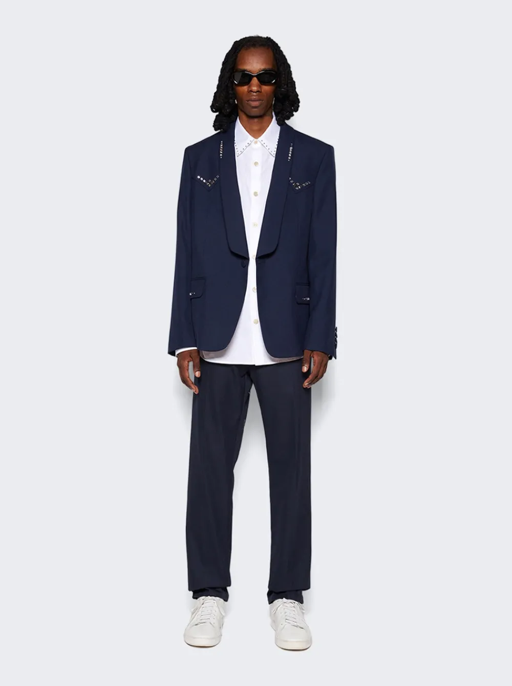 Gucci Wool Twill Jacket With Crystal Embroidery Ink