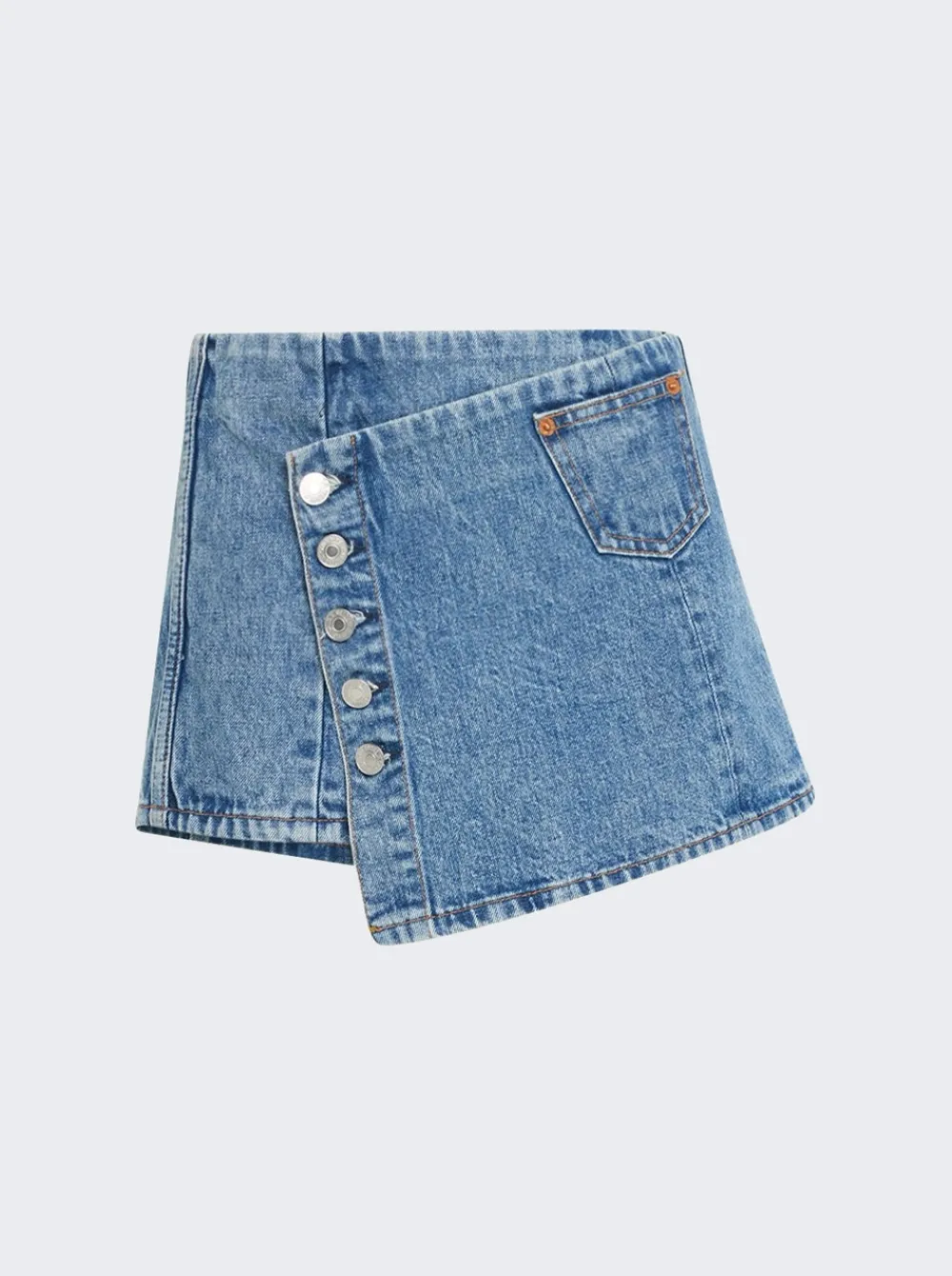 Re/Done Wrap Mini Skirt Acid Blue