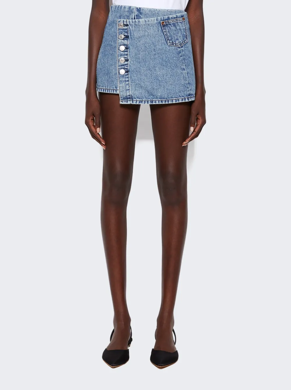 Re/Done Wrap Mini Skirt Acid Blue