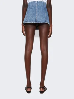 Re/Done Wrap Mini Skirt Acid Blue