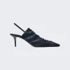 Jimmy Choo X Jean Paul Gaultier Corset Slingback Pump Navy Denim