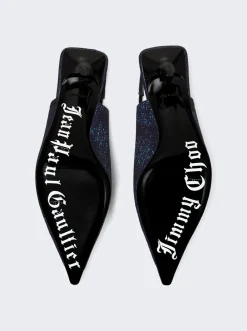 Jimmy Choo X Jean Paul Gaultier Corset Slingback Pump Navy Denim