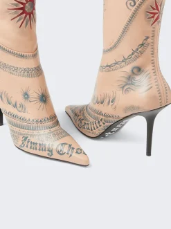 Jimmy Choo X Jean Paul Gaultier Over The Knee Boot Tattoo Print