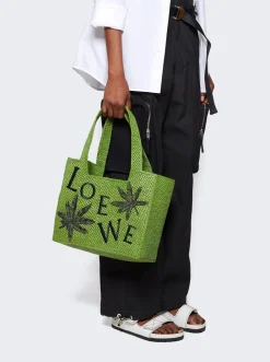 Loewe X Paula'S Ibiza Medium Leaf Logo Tote Bag Green